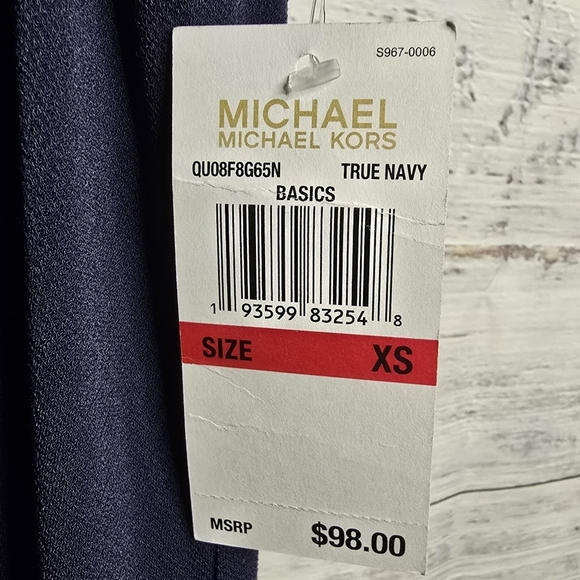 NWT Michael Kors Sleeveless Midi Eyelet Navy Blue Dress Size XS - Picture 3 of 5